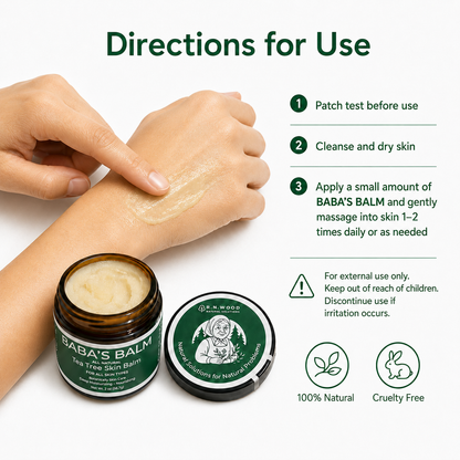 Baba’s Balm Premium Tea Tree Skin Balm, Rashes and Dry Skin, Antifungal Defense for Athlete’s Foot, Jock Itch, Chafing, Bug Bites & Eczema